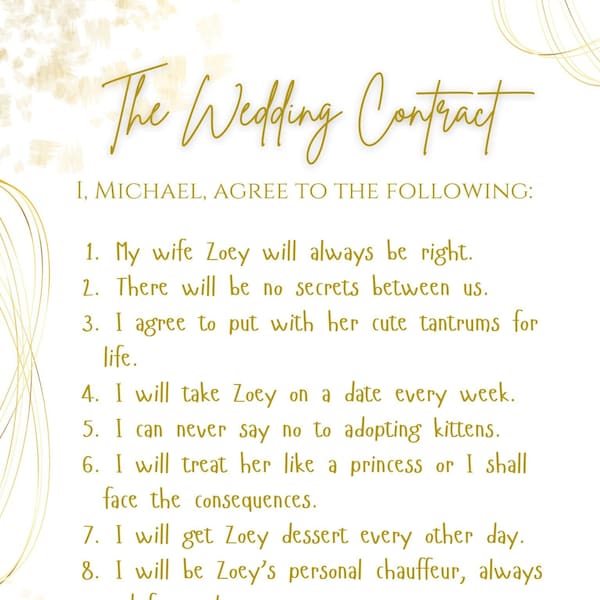 Wedding contract