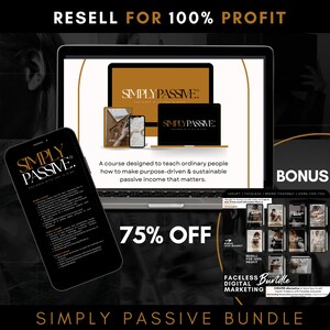 Simply Passive Digital Marketing Course for Beginners with MRR Master Resell Rights for Passive Income Faceless Marketing Bundle to Resell