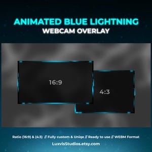 Animated Blue Lightning Webcam Overlay: Stream Animation (Digital Download)