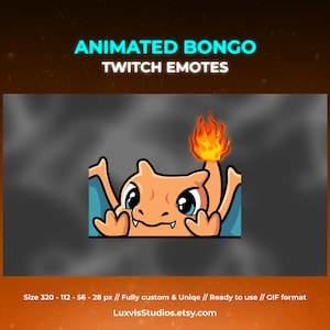 Geanimeerde Charizard Bongo-emote: Twitch/Discord/YouTube (digitale download)