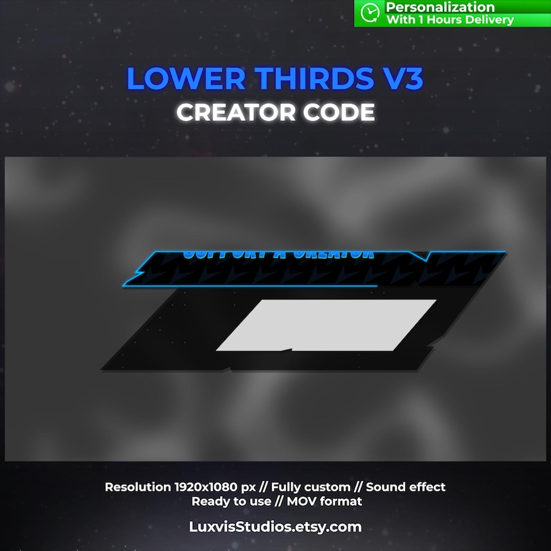 Animated Creator Code Lower Third: Twitch, Youtube, Kick (1920x1080 Px ...