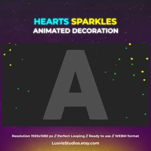 Decoración de corazones brillantes / Decoraciones de transmisión animadas Color degradado / Activo de animación de transmisión en bucle Vtuber