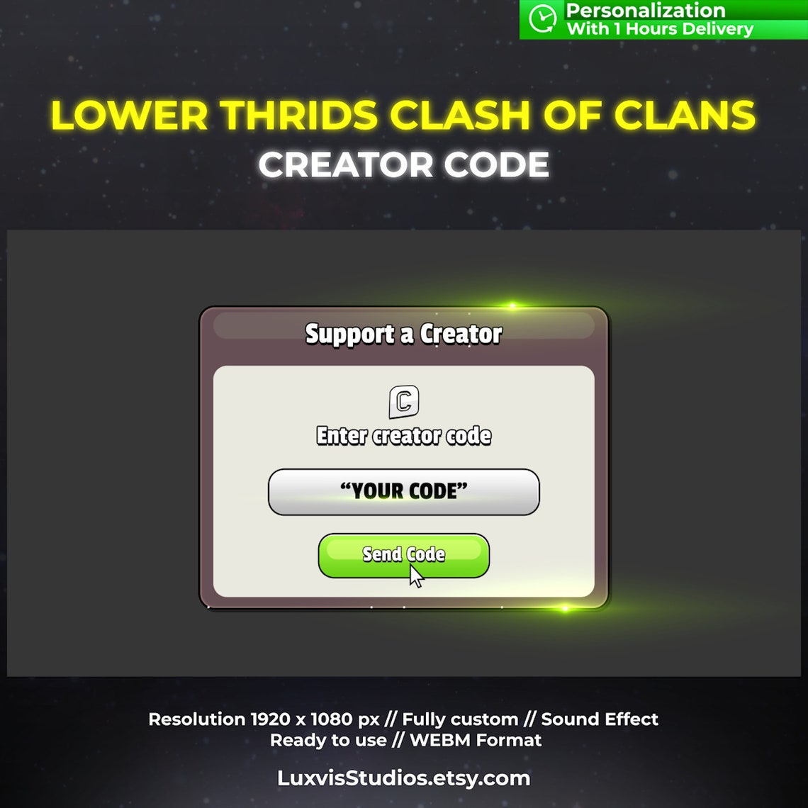 Clash of Clans Creator Code Lower Thrid Animation Custom Creator Code
