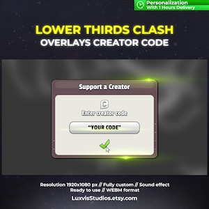Clash of Clans Erstellercode unteren Drittel Animation (Digitaler Download)