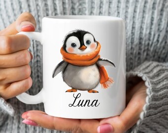 Penguin Mug, (11oz) personalized penguin mug, coffee mug, penguin, name mug, custom name mug, cute penguin mug, cute penguins