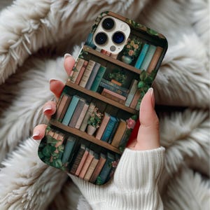 Capa de celular com estampa de livros florais, capa de celular com estética de livros vintage para iPhone 16, 15, 14, 13, 12 e 11, capa de celular com estilo de livro, capa de celular com estampa de flores
