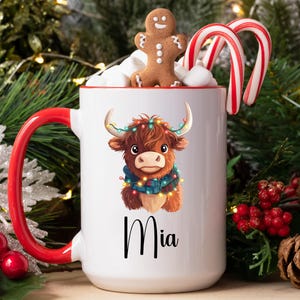 Highland Cow Christmas mug, Highland Cow Mug, Custom Christmas Gift, Christmas cow mug, Christmas mug, Custom Christmas mug