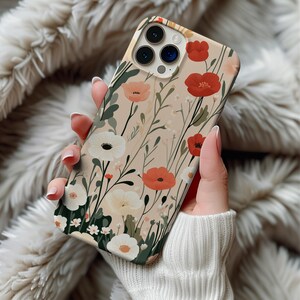 Wildflower Floral Phone Case, Cottagecore Aesthetic Flower Case Vintage Botanical iPhone Cover 12 13 14 15 16