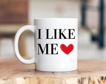 Taza "Me gusto", taza de café "Me gusta", taza "Ámame", taza de amor propio, taza con cita inspiradora, taza de dama, taza con cita de película, taza divertida