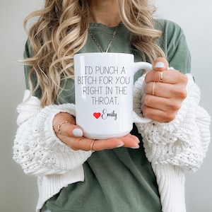 Tazza con la scritta &quot;Ti darei un pugno in gola a una stronza&quot;, tazza regalo per il migliore amico, tazza da caffè dell&#39;amicizia, tazza personalizzata dell&#39;amicizia,