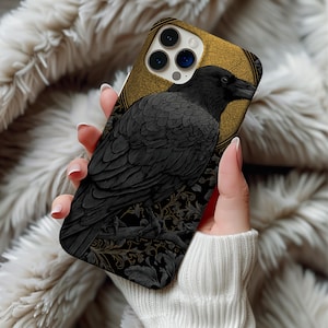 Raven Crow Phone Case – Gothic Stained Glass Art Cover for iPhone 16 15 14 13 12