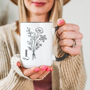 Custom Floral Mug With Name, Customizable Mug Gift, Personalized Floral Coffee Mug, Custom Gift Mug, Birth Flower Mug