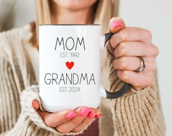 Erster Muttertagsbecher für neue Oma, individuelle Baby-Kaffeetasse, süßes Geschenk für Mimi, Nana oder Gigi