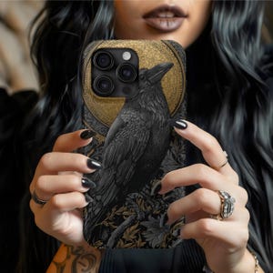 Raven Crow Phone Case – Gothic Stained Glass Art Cover for iPhone 16 15 14 13 12
