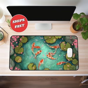 Koi fish desk mat, koi fish mouse pad, koi fish mousepad, kawaii desk mat, large mouse pad, anime desk mat, cute desk mat