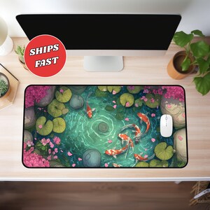 Koi fish desk mat, koi fish mouse pad, koi fish mousepad, kawaii desk mat, large mouse pad, anime desk mat, cute desk mat