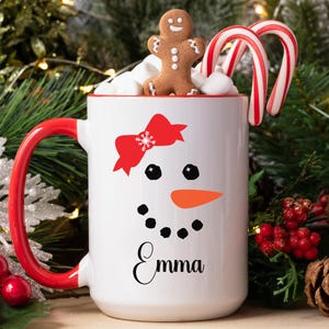 Personalized Snowman Face Mug, Custom Name Christmas Mug, Holiday Gift for Friends, snowman mug, stocking stuffer