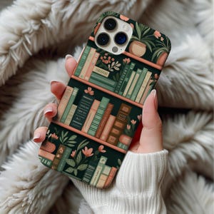 Capa de celular com estampa de livros florais, capa de celular com estética de livros vintage para iPhone 16, 15, 14, 13, 12 e 11, capa de celular com estilo de livro, capa de celular com estampa de flores