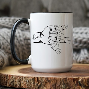 Faust Bump Papa und Kinder Namen Kaffeetasse, Vatertag Papa Geschenk von Kindern, Papa und Kinderhände Tasse, Papa Kaffeetasse, Vatertag Kaffeetasse