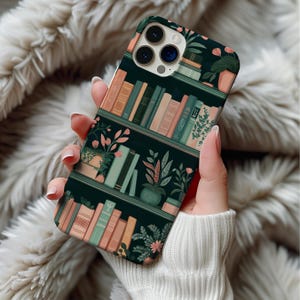 Capa de celular com estampa de livros florais, capa de celular com estética de livros vintage para iPhone 16, 15, 14, 13, 12 e 11, capa de celular com estilo de livro, capa de celular com estampa de flores