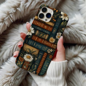 Floral Book Phone Case, Bookish Aesthetic iPhone Cover, Cute Reader Gift for Book Lovers, Vintage Flower Phone Case