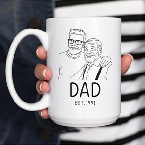 Personalized Photo Mug for Dad, Custom Dad Portrait Mug, Gift for Husband, Father's Day Gift, Birthday Gift for Dad, Gift for Him