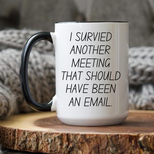 Office Mug, I Survived Another Meeting That Should Have Been An Email, Funny Work Gift, Gift for Coworker, Funny Office Mug