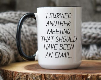 Office Mug, I Survived Another Meeting That Should Have Been An Email, Funny Work Gift, Gift for Coworker, Funny Office Mug