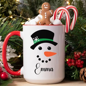 Personalized Snowman Face Mug, Custom Name Christmas Mug, Holiday Gift for Friends, snowman mug, stocking stuffer