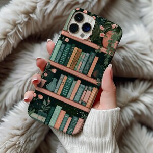 Capa de celular com estampa de livros florais, capa de celular com estética de livros vintage para iPhone 16, 15, 14, 13, 12 e 11, capa de celular com estilo de livro, capa de celular com estampa de flores