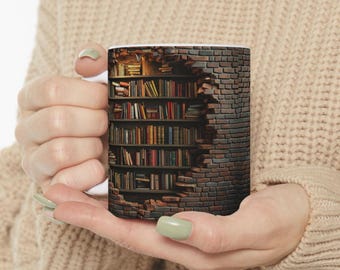 3D Effect Realistic Books Mugs, Book Lover Gift,Book Lover Mug, 3D Effect Mug, Cracked Mug Design, Creative Gift, Creative Mug,Teachers gift