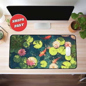 Koi fish desk mat, koi fish mouse pad, koi fish mousepad, kawaii desk mat, large mouse pad, anime desk mat, cute desk mat