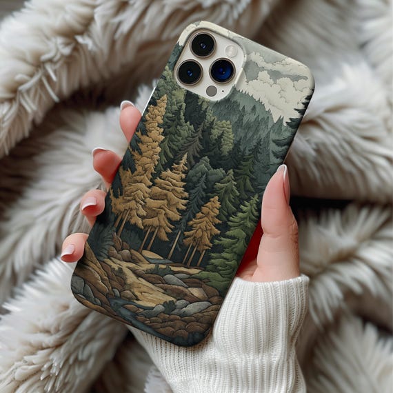 Forest Nature Phone Case, Outdoorsy Scenic iPhone Cover 12 13 14 15 16 Wilderness Landscape Aesthetic Case
