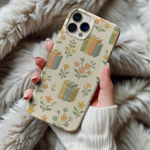 Vintage Floral Bookshelf Phone Case, Book Aesthetic iPhone Cover, Bookish Gift for Readers, iPhone 16 15 14 13 Pro Max Case