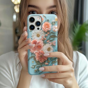 3D Wildblumen Blumen Handyhülle, texturierte botanische ästhetische realistische abstrakte Blume iPhone 12 13 14 15 16