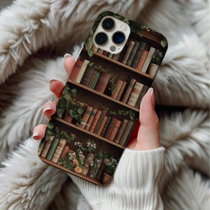 Capa de celular com estampa de livros florais, capa de celular com estética de livros vintage para iPhone 16, 15, 14, 13, 12 e 11, capa de celular com estilo de livro, capa de celular com estampa de flores