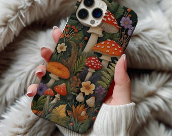 Mushroom Cottagecore-telefoonhoesje, botanisch iPhone 16 15 14 Pro Max-hoesje, MagSafe-compatibel, hoesje Nature Aesthetic