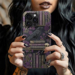 Dark gothic bookshelf phone case, book phone case bookish phone case books phone case gothic bookshelf goth phone case