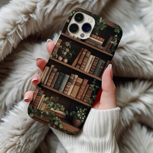 Capa de celular com estampa de livros florais, capa de celular com estética de livros vintage para iPhone 16, 15, 14, 13, 12 e 11, capa de celular com estilo de livro, capa de celular com estampa de flores