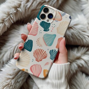 Vintage Seashell Phone Case, Coastal Ocean Lover Gift Tropical Beach Aesthetic iPhone Cover 16 15 14 13 12
