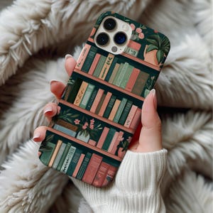 Capa de celular com estampa de livros florais, capa de celular com estética de livros vintage para iPhone 16, 15, 14, 13, 12 e 11, capa de celular com estilo de livro, capa de celular com estampa de flores