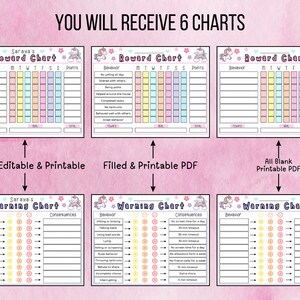 Behavior Chart | Unicorn Colorful Girly Rainbow Charts | Reward Chart ...