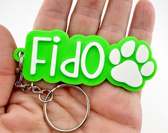 Personalized Dog Paw Name Tag Keychain