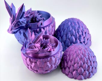 3D-geprinte kristallen draak en ei | Gelede kleurrijke Flexi Fantasy Dragon Fidget Toy