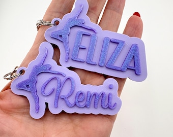Personalized Dance Name Tag Keychain | Youth Sports Team Equipment Bag Name Tag, Custom School Backpack ID