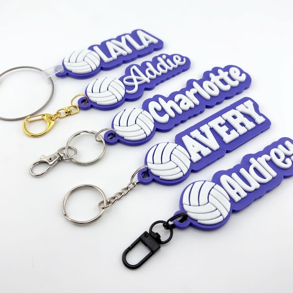 Personalized Volleyball Name Tag Keychain | Youth Sports Team Equipment Bag Player Name Tag, Custom School Backpack ID