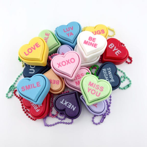 Portachiavi Fidget con conversazione a forma di cuore per San Valentino / Giocattolo sensoriale stampato in 3D