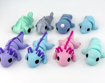 Baby Sea Creatures #1 | 3D Printed Articulated Flexi Fidget Toys - Axolotl, Shark, Hammerhead, Narwhal, Dolphin, Manatee