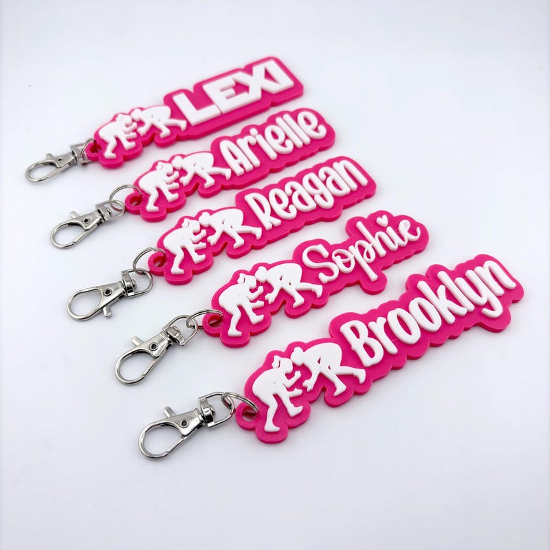 Personalized GIRLS/BOYS Wrestling Name Tag Keychain | Youth Sports Team Equipment Bag |Custom School Backpack ID