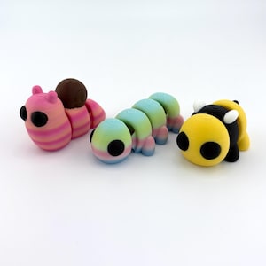 Baby Bugs &#39;N Slugs 3D Printed Fidget Toys | Articulated Flexi Animals - Snail, Caterpillar, Bee